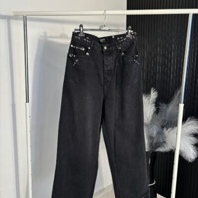 PANTALONI PIERCED BAGGY IN NERO